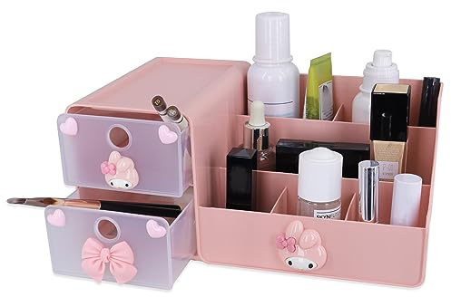 Roffatide Cartoon Melody Desktop Desk Office Supplies Container Anime Pen Holder for Desk Cute Pencil Cup Pot Makeup Brush Holder High-Capacity Box Pink