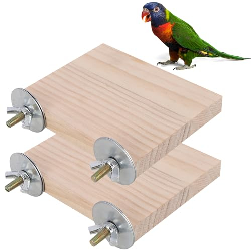 2 x Vogelplattform, Vogel-Plattform Für Haustiere, Kletterplattform, Holzständer, Hamster-Holzplattform, Haustier Plattform, Massives Holz, Für Kleine Tiere, Sittiche, Hamster, Mäuse, Papageien