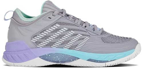 K-Swiss Women's Hypercourt Supreme 2 Tennis Shoe, Lilac Gray/Nimbus Cloud/Neon Purple, 8 M