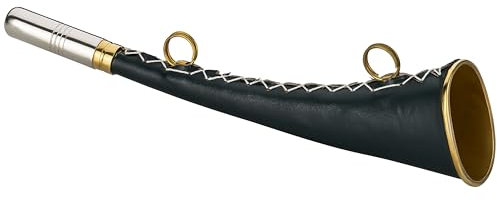 Signalhorn Jagdhorn Rufhorn Nebelhorn 16cm 21cm 25cm Jagd Boot aus Messing, Grün, Golden (Grün, 25 cm)