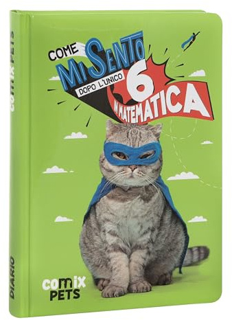 Comix PETS skoldagbok, 12 månaders daglig dagbok för barn och tonåringar, med vadderat skydd och 320 färgade sidor, perfekt för grund- och mellanstadiet, 13 x 18 cm