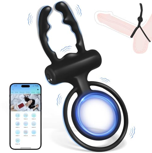 Vibratore Anello Vibrante per Lei e Lui Sex Toys Uomo con 10 Modalità di Vibrazione, Doppio Cock Ring Sex Toys Anelli Pene Sexytoysys Coppia, Anello per Pene da Uomo Stimolatore per Clitoride