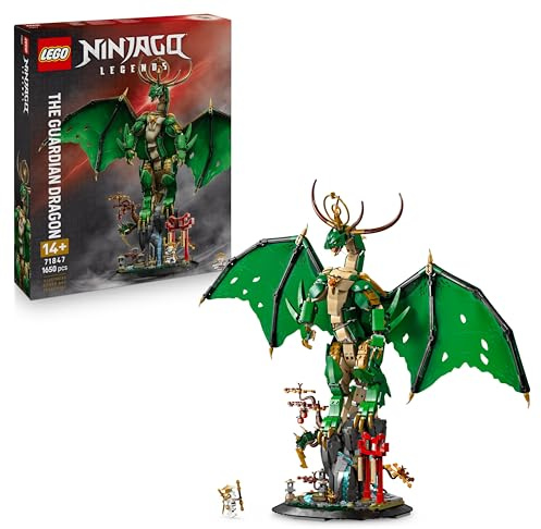 LEGO Ninjago Drago-Guardiano - Giocattolo da Costruire di Action Figure Snodabile con Minifigure del Maestro Wu ed Espositore Effetto Roccia - Regalo per Bambini 14+ Anni Fan di Monstrosity - 71847