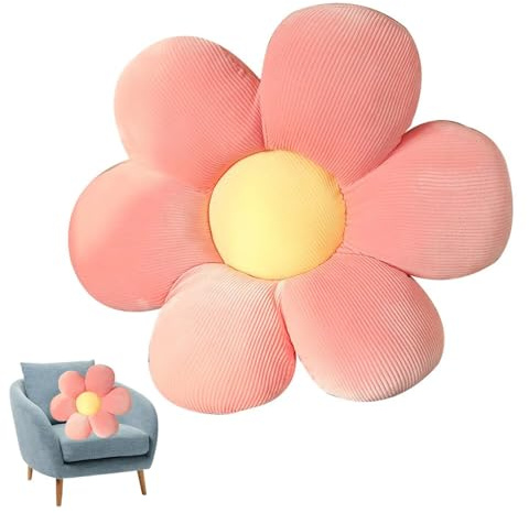 Norhogo Simpatico cuscino da pavimento con fiori, motivo floreale, decorazione floreale in peluche a forma di fiore, comodo cuscino per la decorazione della casa, regali 40 cm, rosa e giallo