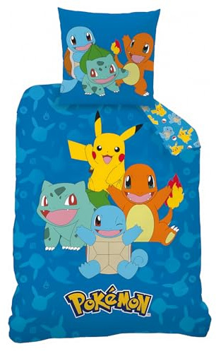 Pokémon sängkläder set, vändbart påslakan 140 x 200 cm, örngott 65 x 65 cm (Pokémon påslakan set - B)