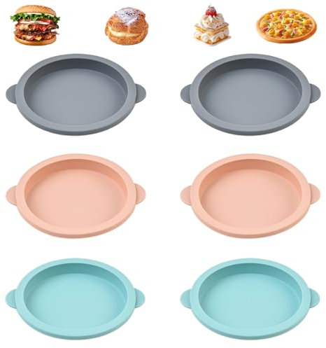 6 Pezzi Stampo per Torta Tondo in Silicone, 10 cm di Diametro Stampi Uova Friggitrice Ad Aria, Resistenti Alle Alte Temperature Stampi in Silicone per Dolci Per Sandwich All'uovo, Pancake e Crepes