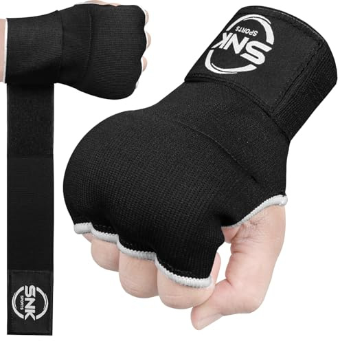 SNK Sports Padded Inner Hand Wraps Junior Kids 76 cm Long Elastic Wrist Straps Quick Gel Boxing Wraps MMA Punching Martial Arts Muay Thai Gel Under Mitts Bandages (2, XS)