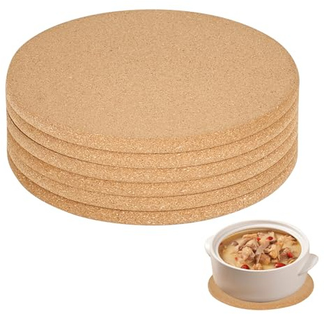 elthmpr Topfuntersetzer Kork Rund – 6er Set Hitzebeständige Korkuntersetzer Ø19 cm, Vielseitige Untersetzer Topf für Küche, Tischschutz & DIY, Robuste Kork Untersetzer als Deko