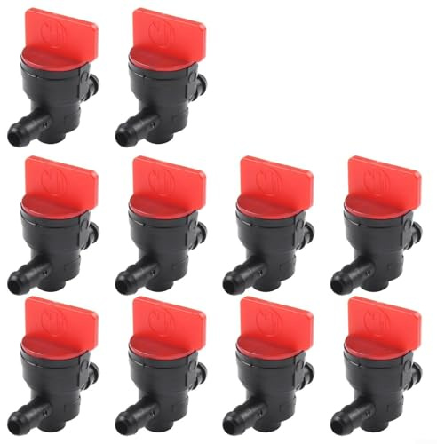 Juego de válvulas de cierre de combustible en línea, 10 piezas, configuración recta de 1/4 pulgadas para motores pequeños en equipos eléctricos de césped y jardín