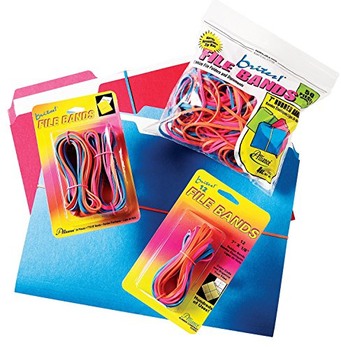 Alliance Rubber 07800 Non-Latex Brites File Bands, Colored Elastic Bands, 50 Count (Pack of 1) (7 x 1/8, Assorted Bright Colors in Resealable Bag),Blue/Orange/Pink