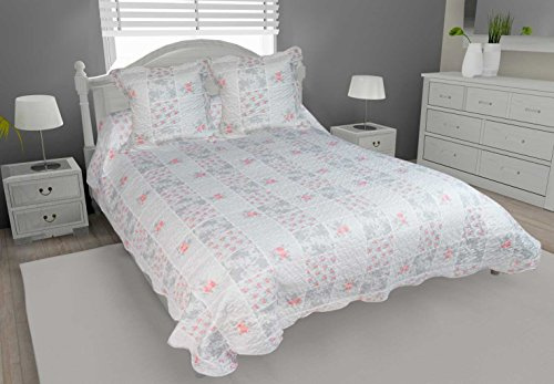Soleil d'ocre ORANGE Couvre lit Boutis Matelassé avec 2 Taies d'Oreiller, Polyester, Multicolore, 240x220x1 cm 373111