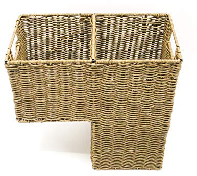 Trademark Innovations 14.5 pulgadas de plástico mimbre almacenamiento escalera cesta con asas (natural)