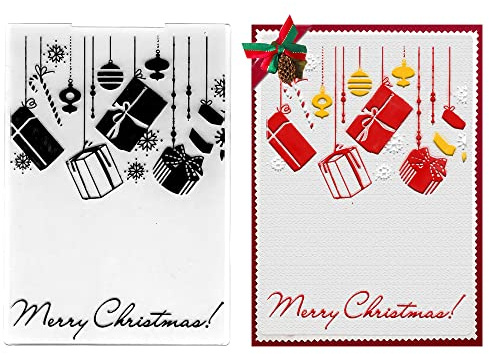 ABTOLS Christmas Background Plastic Embossing Folders for Card Making, Bell Snowflake Frame Stencil Template DIY Craft Background Folder for Card Making Photo Album Scrapbooking Decoration