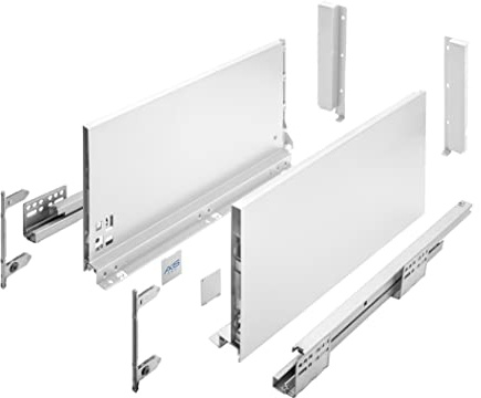 GTV AXIS PRO I - Guías para cajones con extensión completa, color blanco, capacidad de carga de hasta 40 kg, sistema Push to Open, acceso libre, ancho: 450 mm, altura: 200 mm