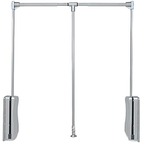 Gedotec Kleiderlift verstellbar Garderoben-Lift | 1 Stk Kleiderstange ausklappbar | Go Up | Silber Chrom - Garderobenstange Breiten-verstellbar 930-1250 mm | Kleider-Lüfter klappbar | Wardrobelift