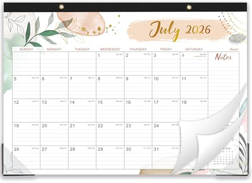 Desk Calendar 2026-2027 - 2026-2027 Desk Calendar 17x12, July 2026 - December 2027, 18 Monthly Desk/Wall Calendar Large 17 x 12, Large Ruled Blocks, Notes, Thick Paper