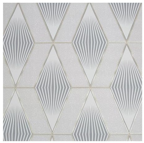 Superfresco Easy Chicago Geo Grey Silver Wallpaper (was £19.99)
