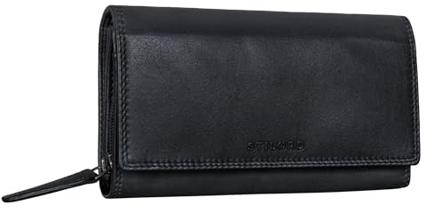 STILORD Ellen Billetera de Cuero Damas Protección de RFID y NFC en una Elegante Caja de Regalo Billetera Grande Cartera de Cuero Real Color:Negro