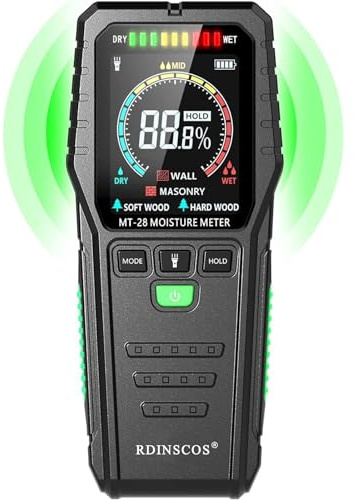 Feuchtigkeitsmessgerät für Wände Feuchtigkeitsmesser Wand Zerstörungsfreie Messung Feuchtemessgerät Mauerwerk Geeignet für Holz, Wand, Wohnmobil, Decke, Boden (MT28C)