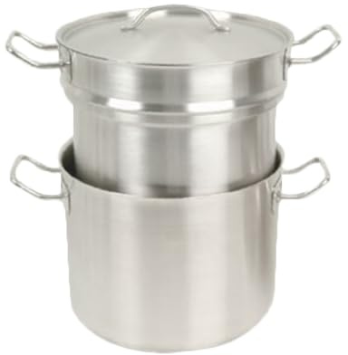 FSE SLDB016 Double Boiler, 16 Quart, with Cover, encapsulated Base, 18/8 Stainless Steel, Induction Ready, NSF (3 pc)