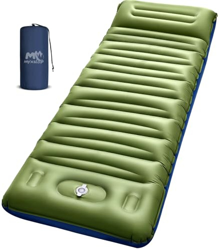 Myxslop Camping Sleeping Pad, Thick 5 Inch Camping Mat with Pillow Built-in Foot Pump Ultralight Inflatable Sleeping Pads for Camping, Backpacking, Hiking, Tent