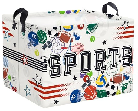 HUUMONSS Grande Cesta Porta Biancheria Bambini Palloni Sportivi Pieghevole Cestini Portaoggetti Giocattoli Vestiti per Bagno Cameretta, Bianco, 36L