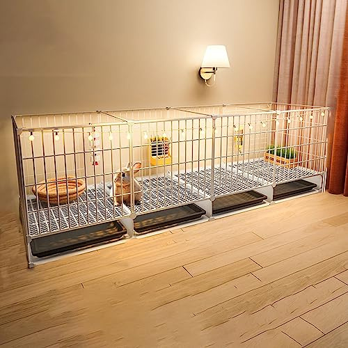 Jaula para conejos de interior con puerta de panel acrílico transparente, conejera portátil y valla de alambre de metal para animales pequeños