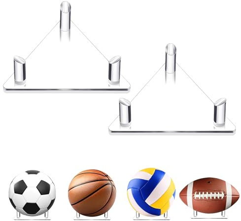 Ball Holder,2PCS Ball Stands for Basketball Football Soccer Volleyball Rugby Ball Souvenir Display Storage,Clear Acrylic Ball Rack,Soccer Rack,Basketball Stand,Football Display Stands,Volleyball Stand