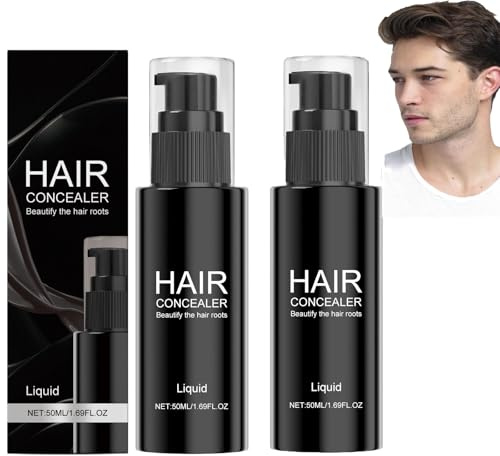 Hair Concealer, Waterproof & Sweat-Proof, Roots Touch Up Spray for Thinning Hairs, Natural Volumized Look, Long-Lasting Root Cover for Grey Hair, Suitable for Women & Men (100ml, 2)