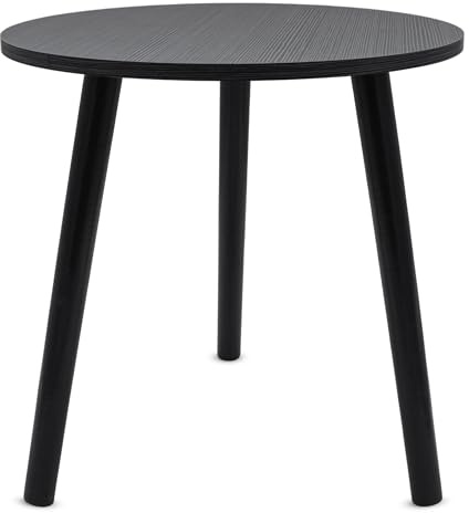 Spetebo Holz Beistelltisch schwarz rund mit 3 Beinen - 41 x 40 cm - Deko Blumentisch im eleganten Design - Couchtisch Sofatisch Kaffeetisch Blumenhocker Pflanzenständer Dekotisch