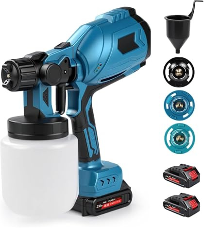 Pistola A Spruzzo Per Verniciare A Batteria, 500W Pistola Per Verniciare Elettrica Spruzzatore Vernice Con 3 Ugelli 3 Modalità, Flusso Regolabile HVLP Pistola Per Verniciatura Per Muri, Mobilia, Auto
