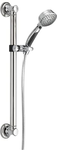 Delta Faucet 9-Spray Slide Bar Hand Held Shower with Hose, Chrome Handheld Shower Head, Slide Bar Hand Shower, Handheld Shower, Detachable Shower Head, Chrome 51900
