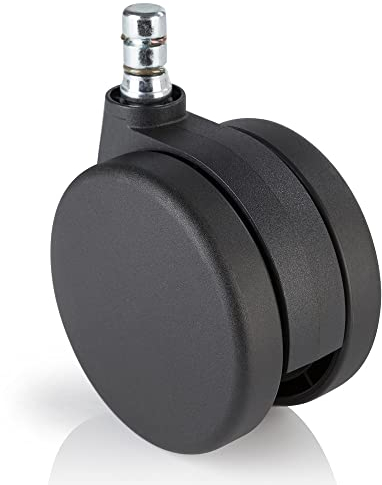 hjh OFFICE 619018 5er Set Rollen ROLO NO-NOISE Schwarz 11mm x 75mm Drehstuhlrollen für Teppichboden