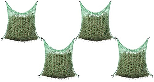 vidaXL 4x Hay Nets Weather Resistant Finely-woven Meshes Animal Husbandry Horses Ponies Livestock Feeders & Waterers Feeding Bale Hay Net PP Square