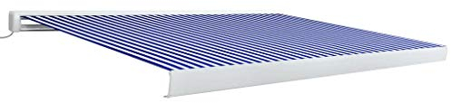 vidaXL Kassettenmarkise Motorisiert Gelenkarmmarkise Markise Vollkassettenmarkise Sonnenschutz Garten Terrasse Balkon 450x300cm Blau Weiß