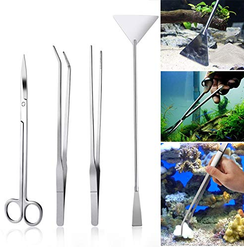 Czemo Aquarium Aquascaping Kit 4 en Aquarium Tank Plante Aquatique Outils Set Poisson Starter Kits, Pinces à épiler, Ciseaux, Spatule