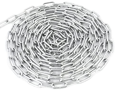 DQ-PP Stahlkette Stahl C15 – 4mm – 25m – Kurzgliedrig – Verzinkt – DIN 5685 – Absperrkette – Metall – Rundstahlkette – Eisenketten – Absperrketten – Zurrketten