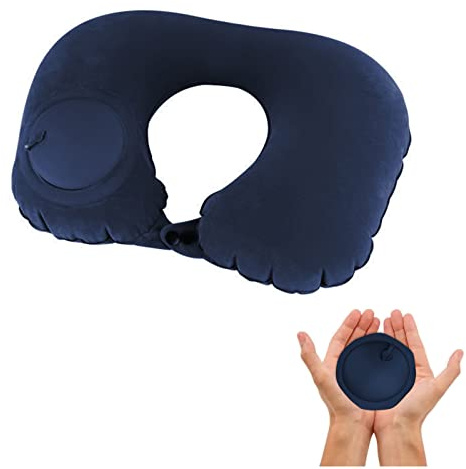 Reisekissen, Aufblasbares Nackenkissen, Aufblasbares Reisekissen, Aufblasbares U Form Kissen, Reise Nackenkissen mit drückender Inflationspumpe, Geeignet für Schlafruhe, Flugzeug, Auto und Büro