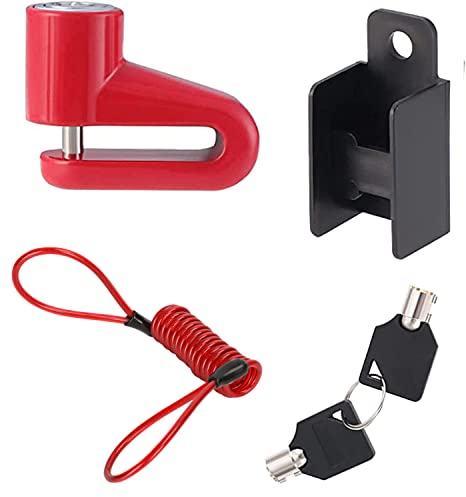 Blocco Freno a Disco，Antifurto Filo di Acciaio Blocco，per Moto Bicicletta E-Scooter a Corda Ruote.