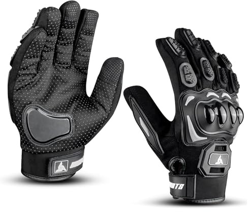SAGA SPORTS Motorcycle Gloves Men touch screen gloves compatible full finger Protected Motorbike Gloves for Riding BMX ATV MTB ultra-lightweight Racing, Cycling & Motocross gloves (M, Vortex), Black