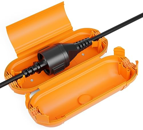 deleyCON Kabel Schutzbox Outdoor IP44 für Stromkabel Verlängerungskabel Wetterfest Spritzwassergeschützt für Außenbereich Kabelbox Kabelschutz Kabelabdeckung