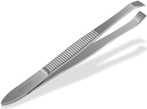 InstrumenteNrw Profi Zeckenentferner für Haustiere Zeckenzange Hunde Zeckenpinzette 8 cm präzise abgewinkelt gerade breite Zupffläche - Rostfrei