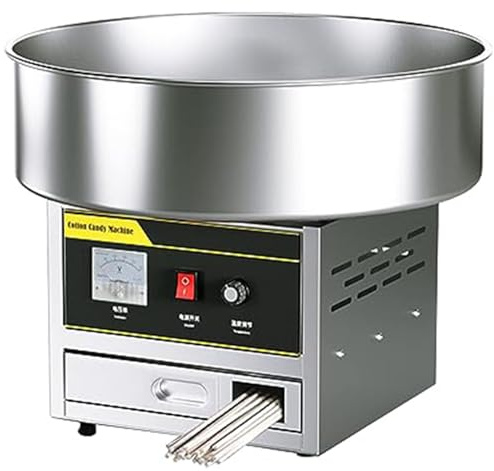 DPLXQPP Máquina Eléctrica Algodón Azúcar 1200w Máquina Comercial Algodón Azúcar, Tazón Acero Inoxidable para Hacer Dulces Fiestas Cumpleaños,Silver