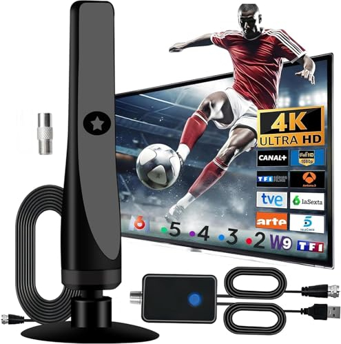 DVB-T/DVB-T2-Antenne, Rewave TV-Antenne für den Innenbereich Smart TV, Signal Booster, Universal High Gain Indoor Outdoor Aerial