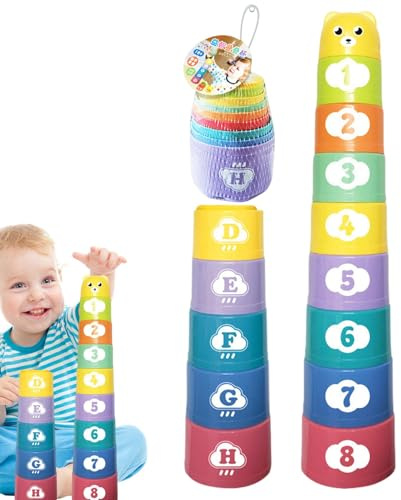 Générique Ensemble d'empilage de Tasses, Jeu de Tasses empilables - empilables pour l’éducation précoce | Jouet de gobelets empilables avec Lettres et Chiffres, gobelets empilables Amusants, empil