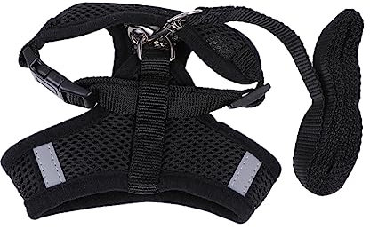BESPORTBLE Hundegeschirr Für Kleine Hunde Und Katzen Verstellbar Reflektierend Atmungsaktiv Größe l Schwarz Für Haustierbedarf Welpen Und Reisen