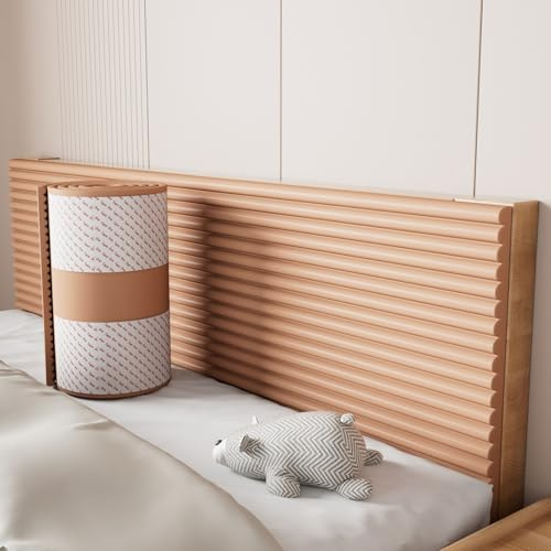 Upholstered Wall Panels Peel and Stick Headboard, Kids Autism Anti-Collision Wall Padding Self-Adhesive Insulated Padded Wall Panels, Soft Wall Cushion, Sound Insulation Warmth(Wood color,30x200 cm)