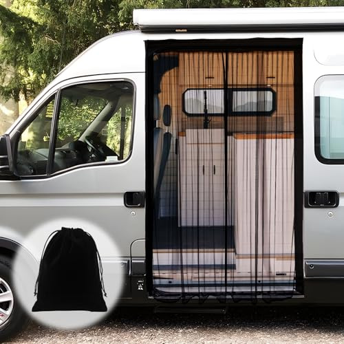 Mosquitera magnética para furgoneta, mosquiteras para coche, mosquiteras, imanes Universa, cierre magnético central, autocaravanas, puerta lateral/maletero, ventilación, mosquiteras, 210 x 150 cm
