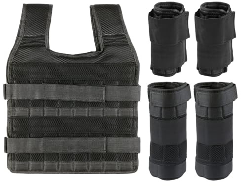 Ejoyous Gilet Con Zavorra, Gilet da Allenamento Regolabile con 32 Tasche, Tessuto a Rete, Spallacci Ammortizzanti (Senza Contrappeso)