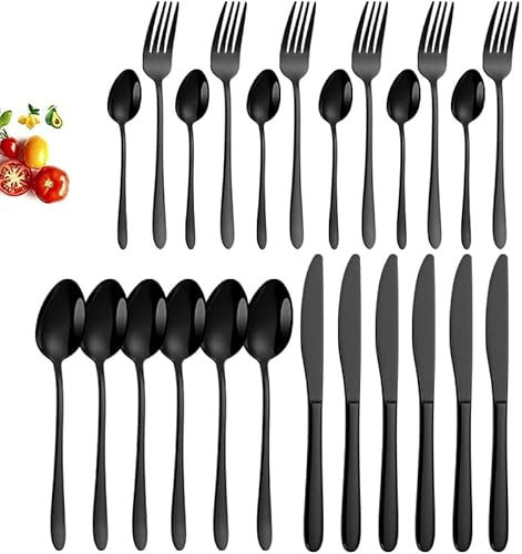 MMRTDJDR Ensemble de Couverts de Couverts de Couverts de Couverts de la Vaisselle 24pcs, Couteaux de Table de Table de Table de Table